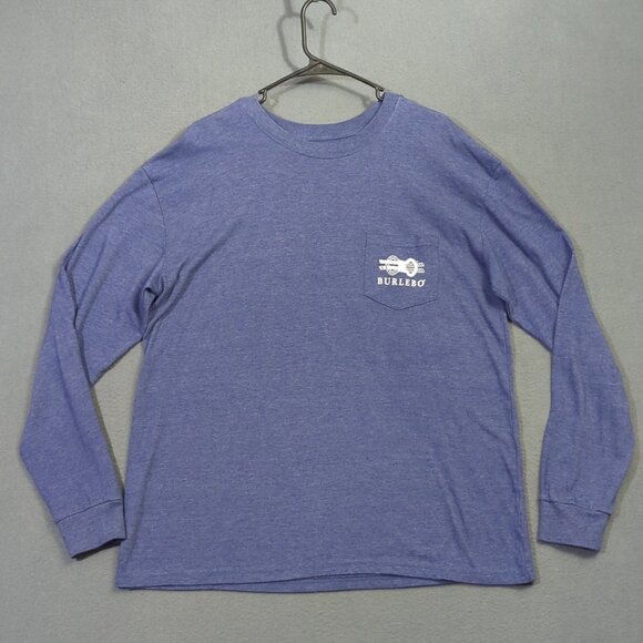 Burlebo T-Shirt Men's L Blue Pocket Tee Long Sleeve Tis The Season Graphic - Picture 3 of 11